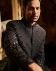 Black Bead Bandhgala Set