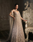 Nude Scalloped Gown
