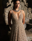 Nude Scalloped Gown