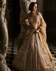 Gold Mirror Work Lehenga Set