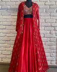 Red Croptop Cape Set