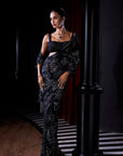 Midnight Blue Crystal Georgette Saree