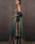 Sage - Emerald Ombre Anarkali Set | Muraqqa