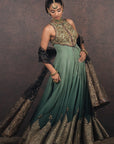 Sage - Emerald Ombre Anarkali Set | Muraqqa