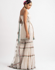 White Multi Tier Multi Color Sharara Set - Ready to Ship