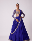 Persian Blue Hand Embroidered Lehenga Set - Ready to Ship