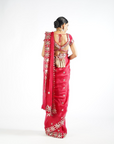 Crimson Red Mirror Work Saree