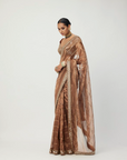 Copper Shimmer Organza Saree Set - Ready to Ship