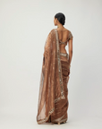 Copper Shimmer Organza Saree Set - Ready to Ship