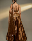 Copper Gold Embroidered Lehenga Set