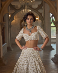 Ivory Gold Three-Dimensional Lehenga Set - Ready to Ship
