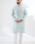 Sky Blue Silk Dori Embroidered Kurta Set - Ready to Ship