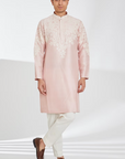 Rose Pink Silk Embroidered Kurta Set - Ready to Ship