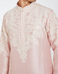 Rose Pink Silk Embroidered Kurta Set - Ready to Ship
