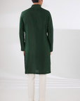 Green Silk Embroidered Kurta Set - Ready to Ship