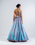 Ice Blue Mirror Seam Lehenga Set