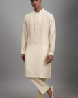 Ivory Silk Embroidered Kurta Set - Ready to Ship