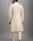 Ivory Silk Embroidered Kurta Set - Ready to Ship