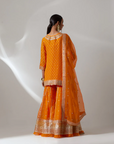 Orange Sharara Set with Hand Embroidery - Ready to Ship
