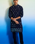 Canzo Blue Georgette Mirror Embellished Kurta Set - Ready to Ship
