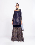 Navy Blue Kurta Sharara Set - Ready to Ship