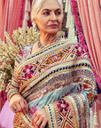 Green Floral Border Saree Set