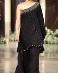 Black Mukaish Georgette Sharara Set - Ready to Ship