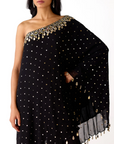 Black Mukaish Georgette Sharara Set - Ready to Ship