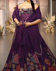 Purple Georgette Embroidered Lehenga Set - Ready to Ship