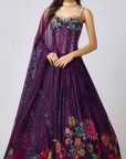 Purple Georgette Embroidered Lehenga Set - Ready to Ship