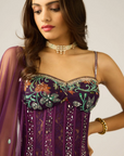 Purple Georgette Embroidered Lehenga Set - Ready to Ship