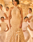 Nude Halter Neck Gown