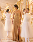 Off Shoulder Gold Gown