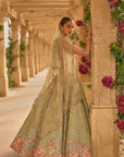 Sage Green Applique Work Lehenga Set