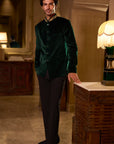 Emerald Green Velvet Bandhgala Set