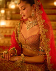 Red & Emerald Zardosi Lehenga Set