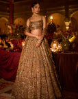 Antique Gold Scalloped Lehenga Set