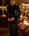 Black Velvet Bandhgala Set
