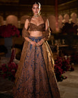 Navy Blue Paisely Lehenga Set