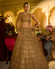 Antique Gold Sequin Lehenga Set