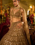 Antique Gold Sequin Lehenga Set