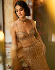Antique Gold Crystal Fit & Flare Skirt Set