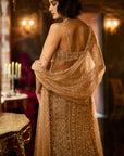 Antique Gold Crystal Fit & Flare Skirt Set
