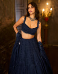 Navy Crystal Lehenga Set