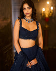 Navy Crystal Lehenga Set