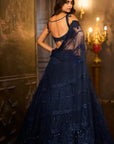 Navy Crystal Lehenga Set