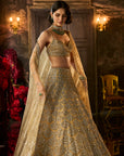 Gold Sequin & Crystal Lehenga Set