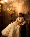 Butter Cream Pearl Lehenga Set