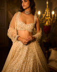Butter Cream Pearl Lehenga Set