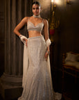 Silver Fit & Flare Trail Skirt Set